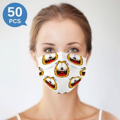 Masque facial jetable multicolore imprimé dessin animé adulte 3 plis (50 pièces - 5 couleurs)