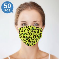 Masque facial jetable à imprimé léopard multicolore adulte 3 plis (50 pièces - 4 couleurs)