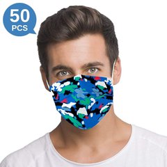 Masque facial jetable imprimé camouflage multicolore adulte 3 plis (50 PCS - 3 couleurs)