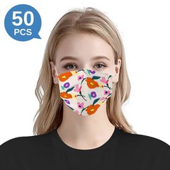 Masque facial jetable imprimé nature multicolore adulte 3 plis (50 PCS - 4 couleurs)